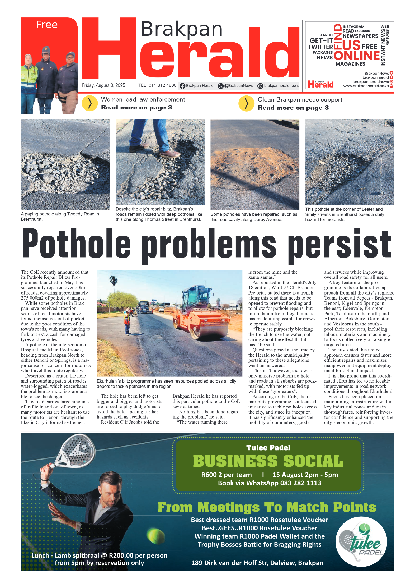 Brakpan Herald 8 August 2025 page 1