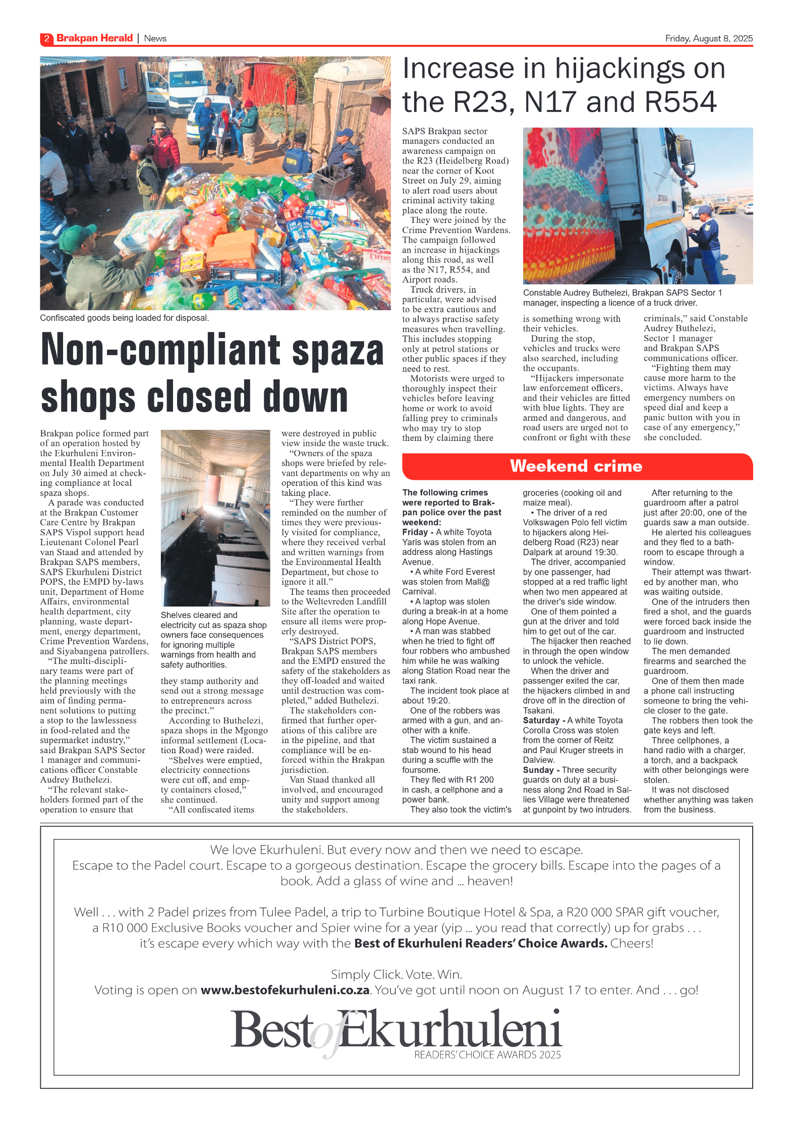Brakpan Herald 8 August 2025 page 2