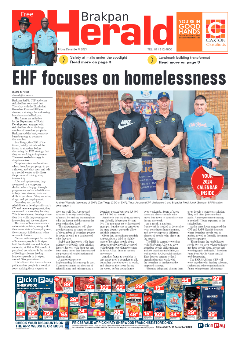 Brakpan Herald 8 December 2023 page 1