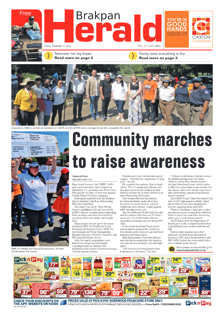 Brakpan Herald 9 Dec 2022 page 1