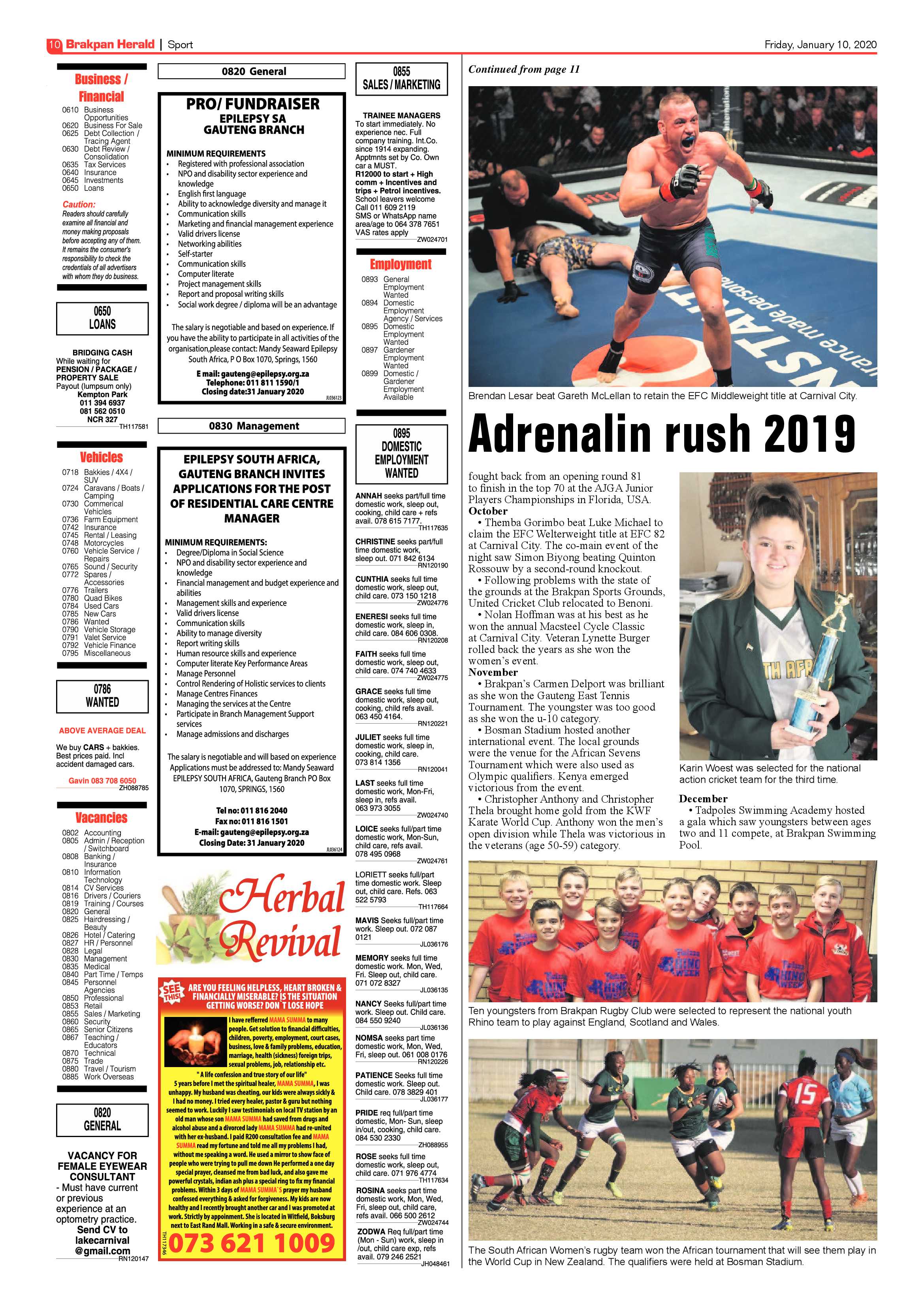 Brakpan Herald  10 January 2020 page 10