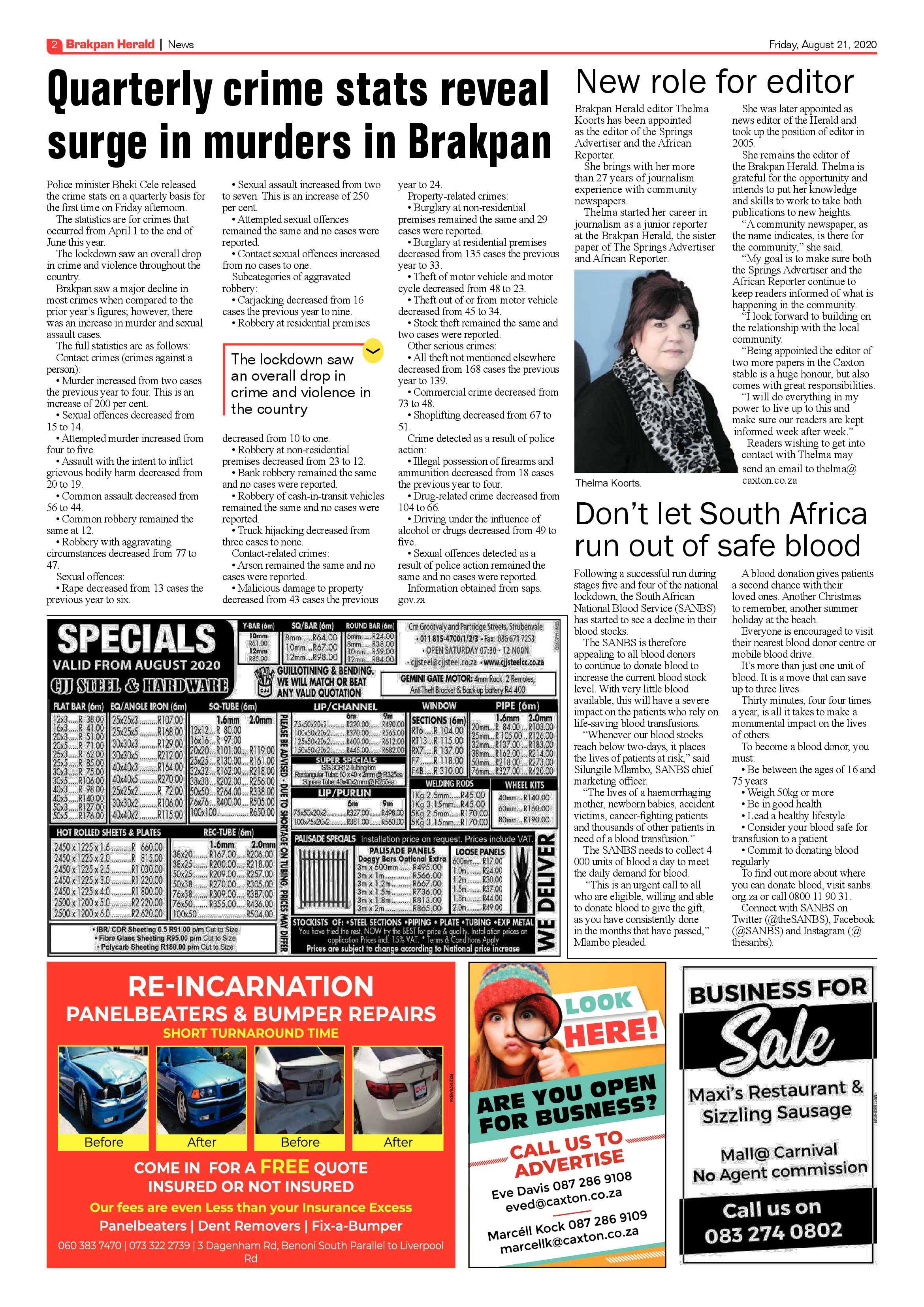 Brakpan Herald  21 August 2020 page 2