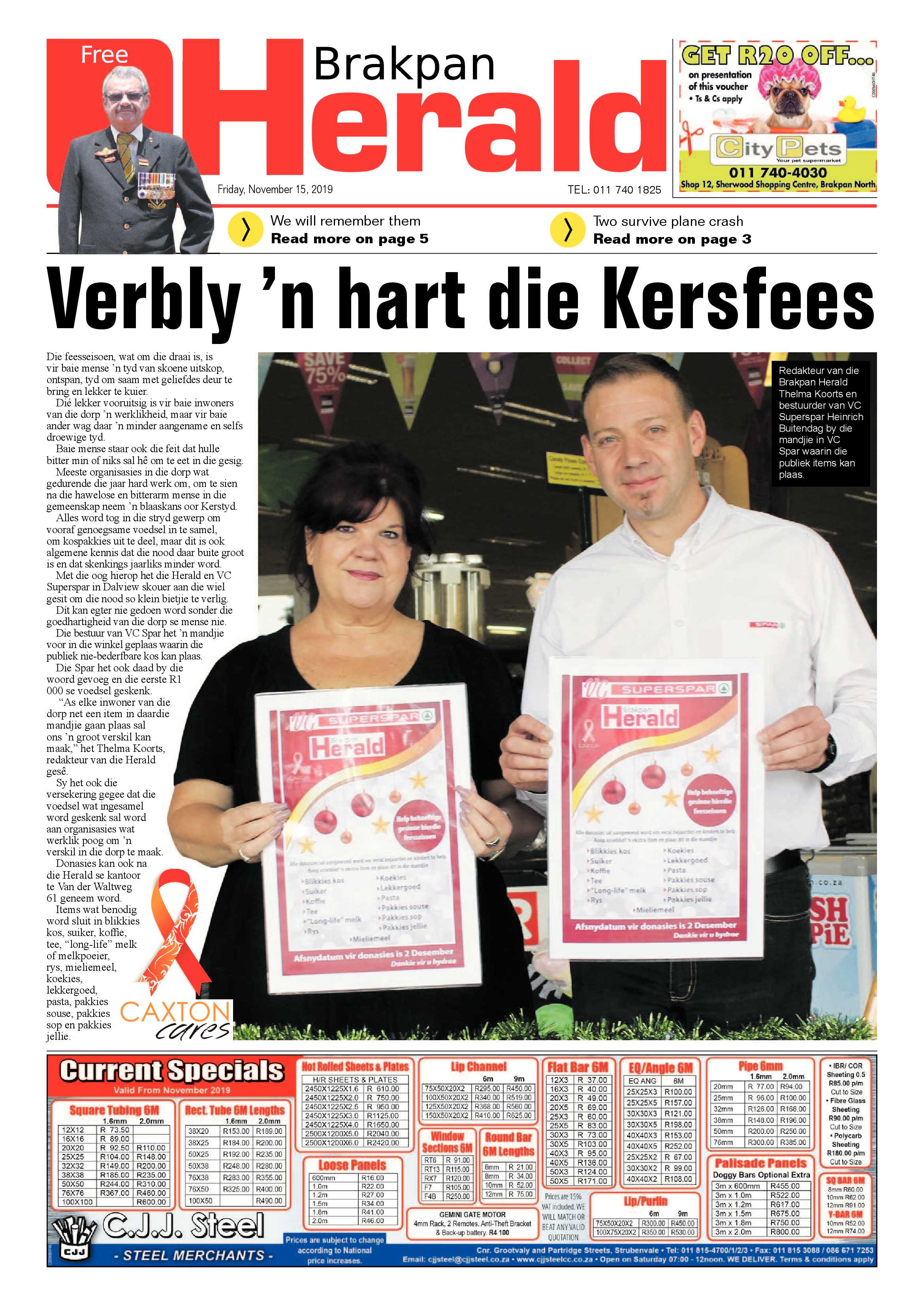 Brakpan Herlad 15 November 2019 page 1