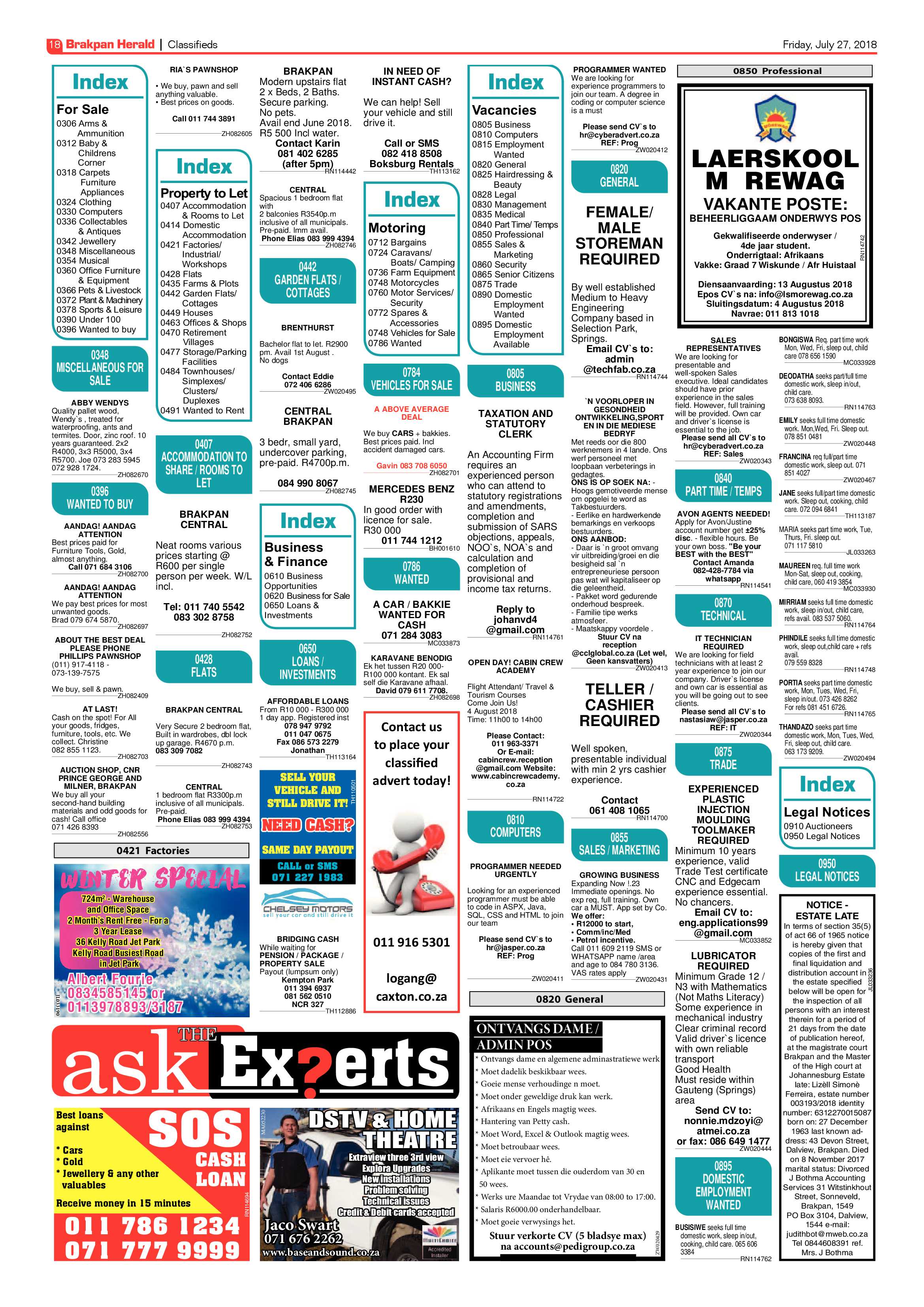 Brakpan Herlad 27 July 2018 page 18