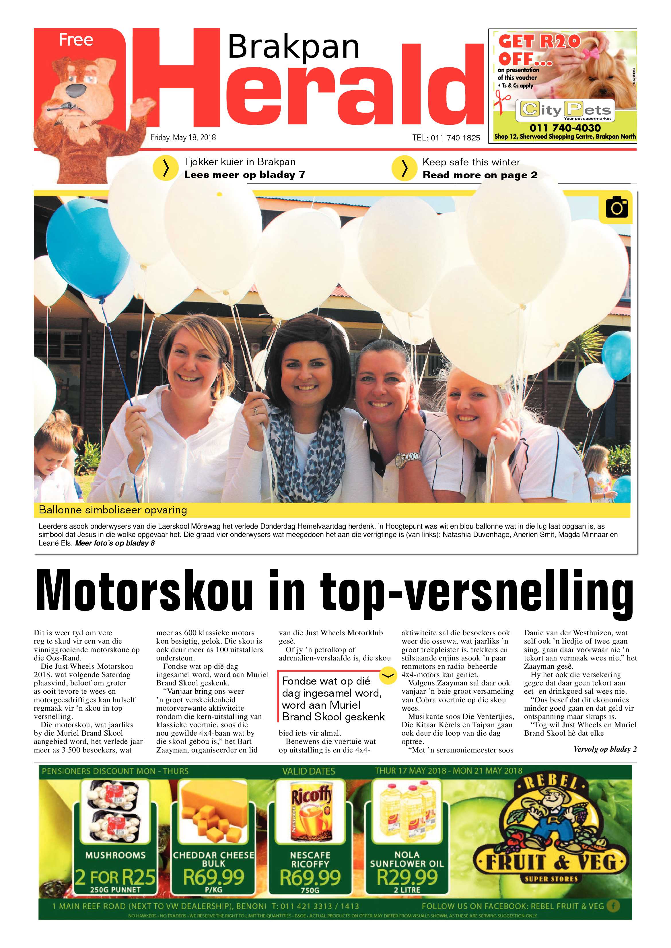 Brakpan Herald 18 May 2018 page 1