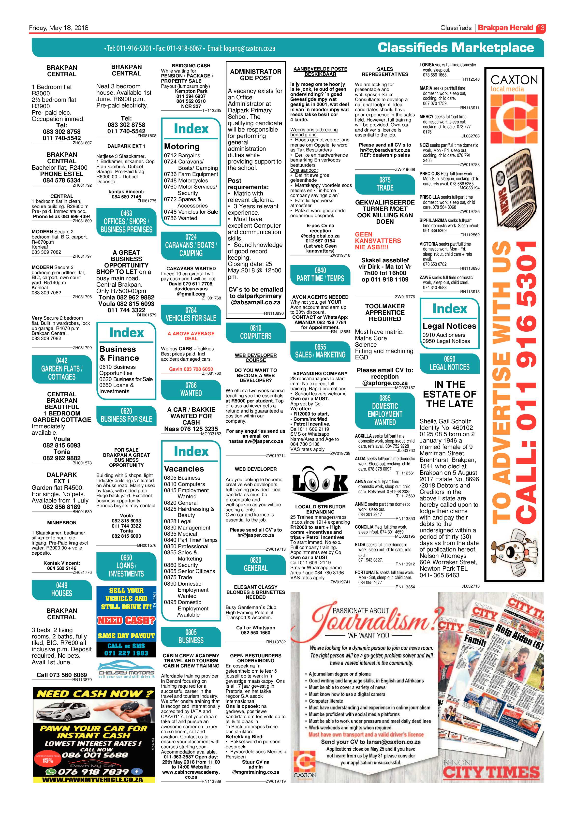 Brakpan Herald 18 May 2018 page 13