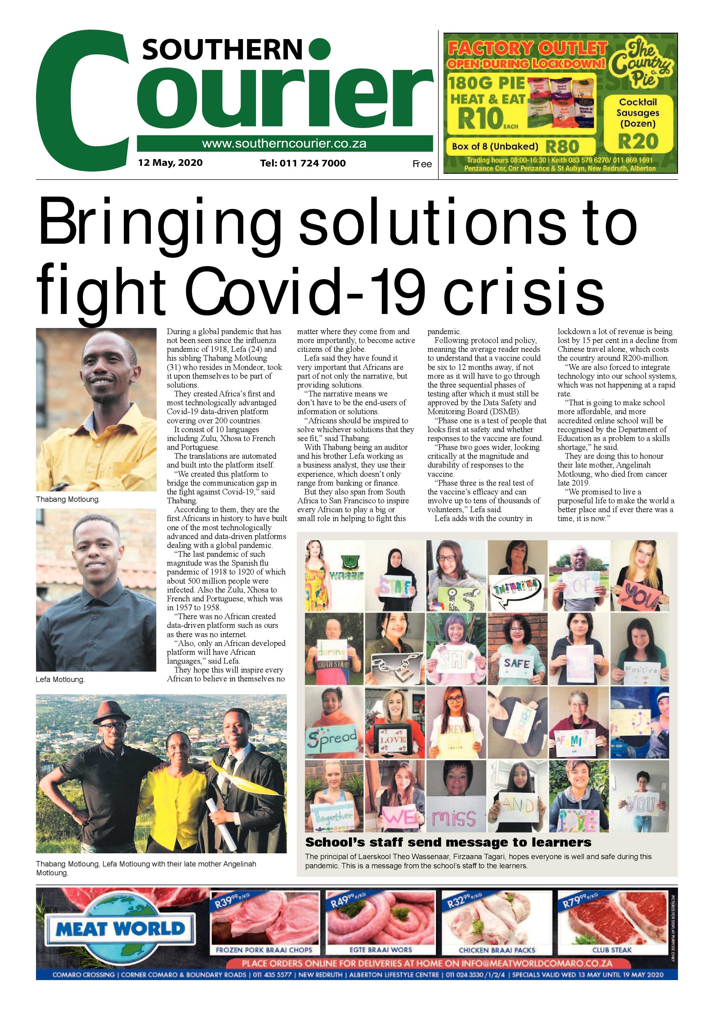 Southern Courier 12 May 2020 page 1
